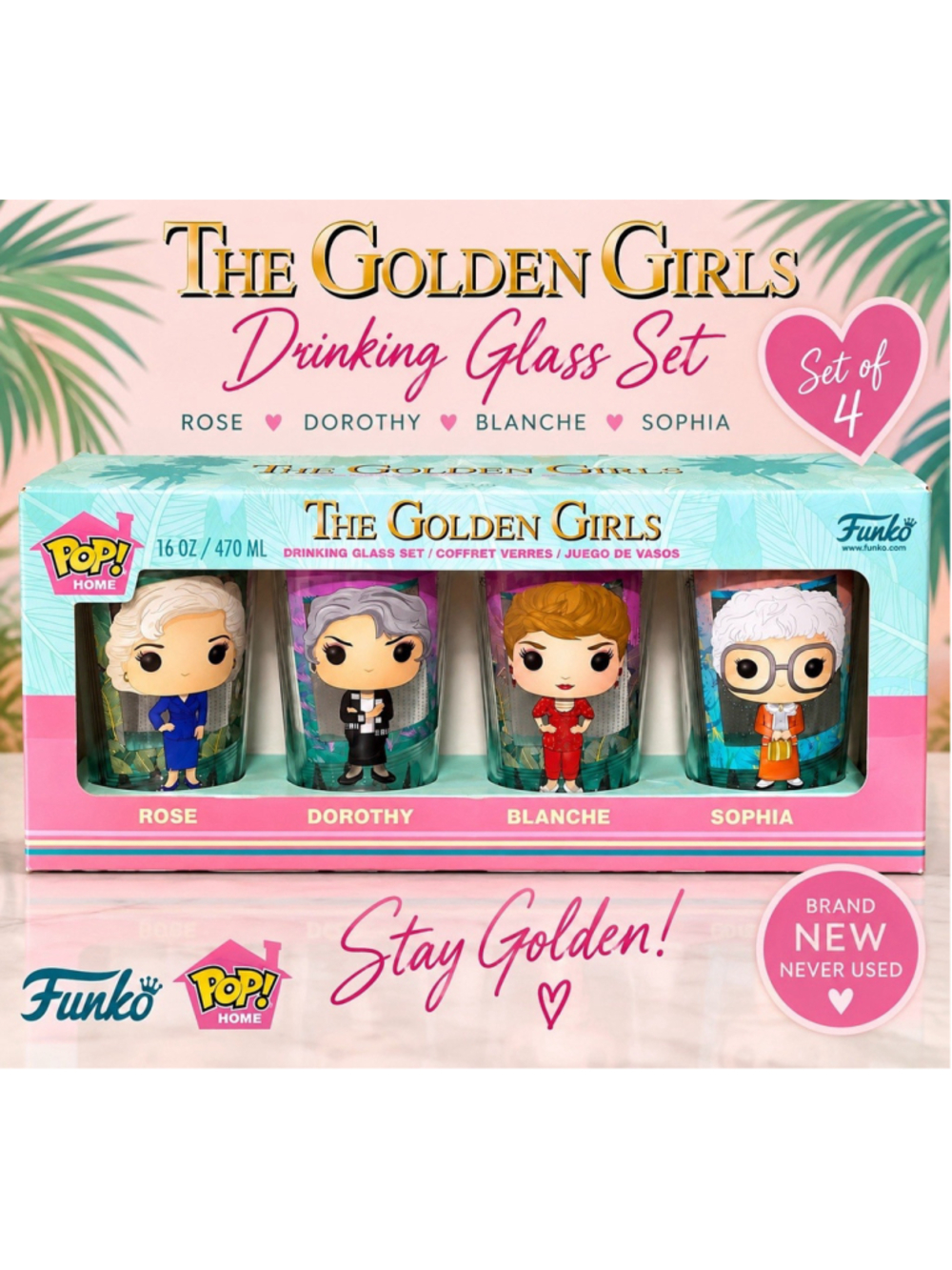 Funko Pop! Home The Golden Girls Glass Drinking Glass Set, 4-Pack